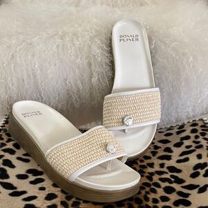 Donald J. Pliner FARRAH WHITE Women's rafia Woven slide Sandals 8.5